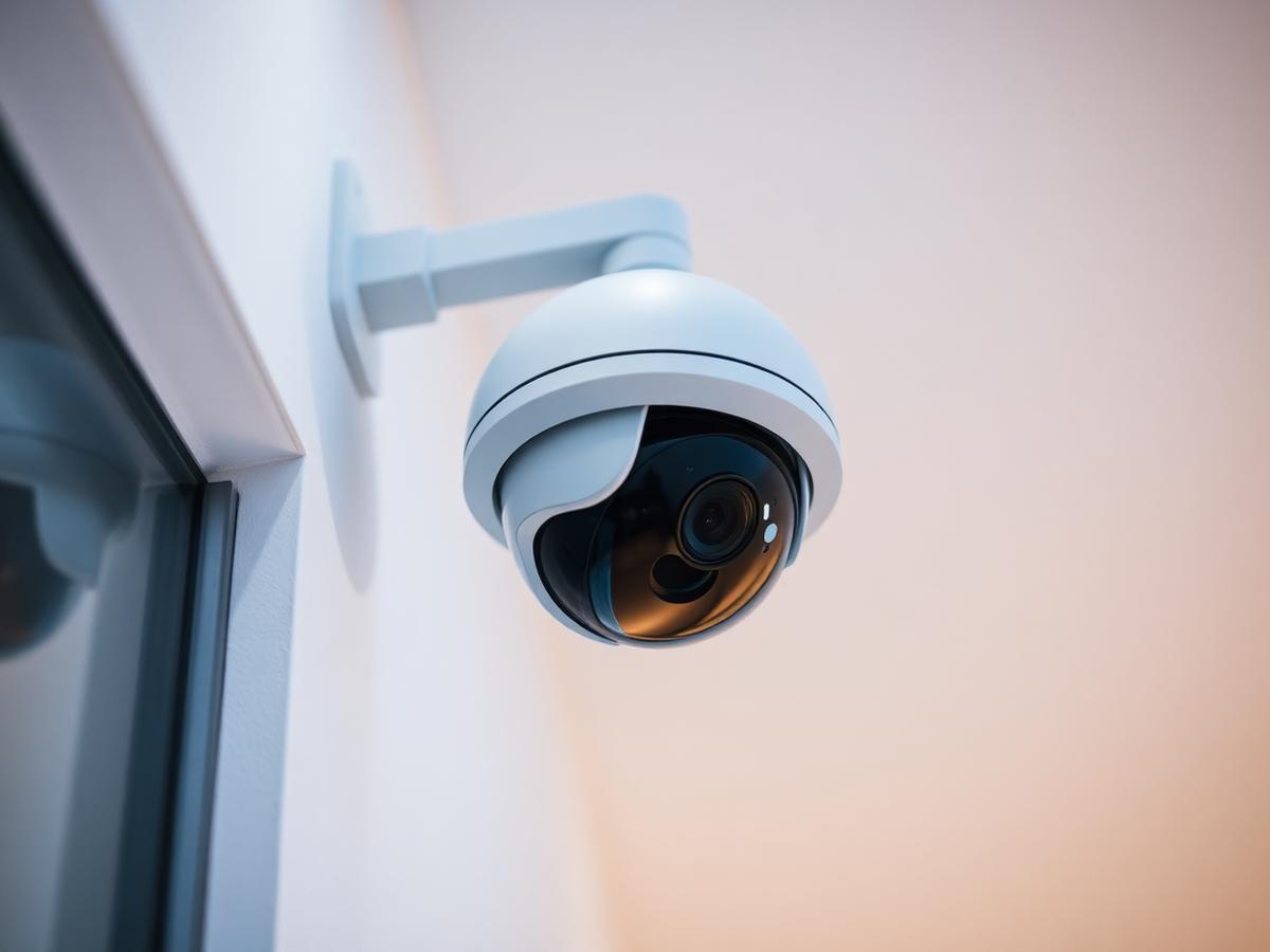 Modern white dome CCTV camera installation