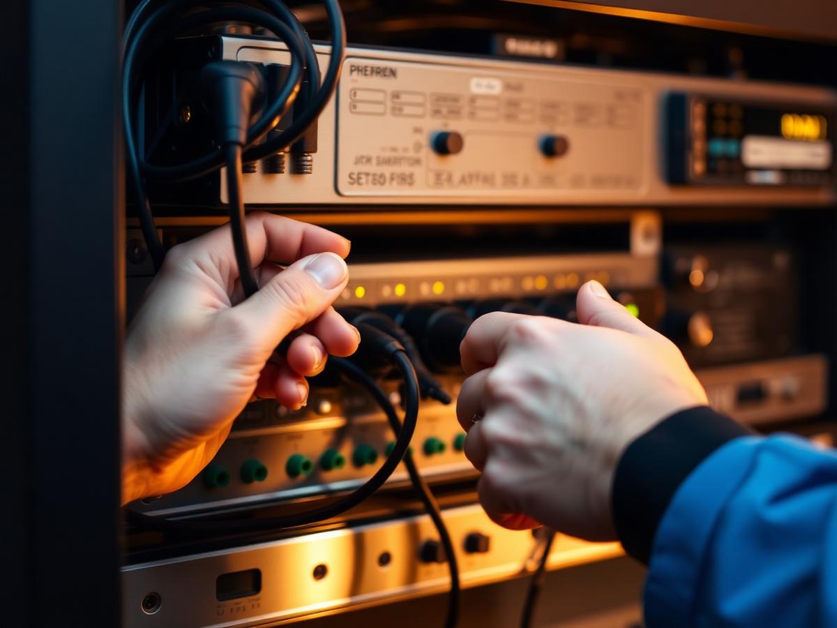 Technician connecting DStv decoder cabling